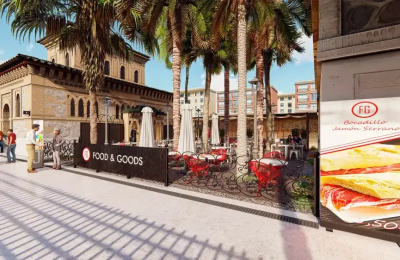 Estación de Toledo: propuesta de restauración Food & Goods junto a la fachada histórica